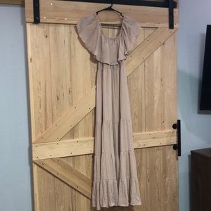 Off the shoulder dusty pink maxi dress